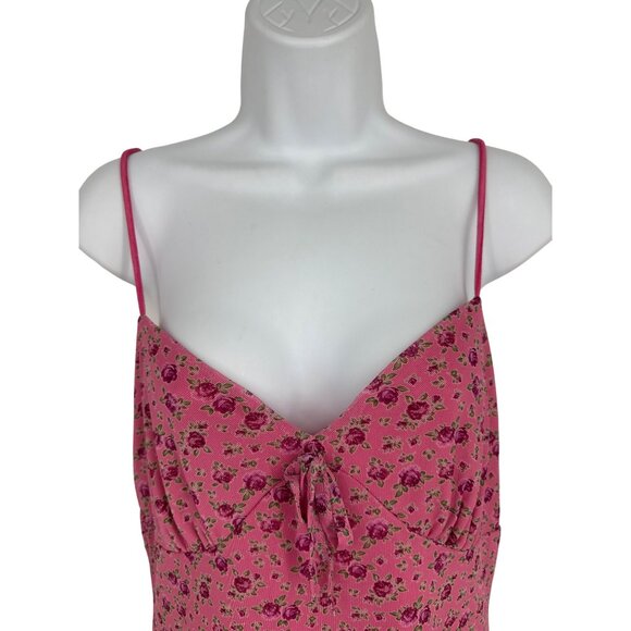 Urban Outfitters Elodie Mesh Floral Mini Short Spaghetti Strap Dress Size L - Picture 3 of 8